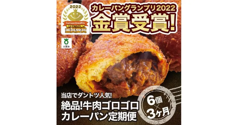 【ふるさと納税】【3か月定期便】カレーパン 6個 牛肉 ゴロゴロ グランプリ 金賞受賞 | パン 食品 美味しい 冷凍 お取り寄せ 国産 送料無料 人気 おすすめ 小分け 個包装 グルメ 肉 お肉 温めるだけ セット 詰め合わせ　定期便