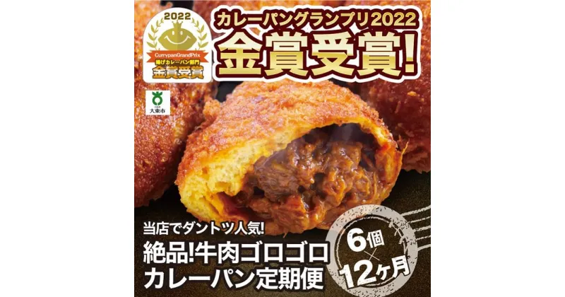 【ふるさと納税】【12か月定期便】カレーパン 6個 牛肉 ゴロゴロ グランプリ 金賞受賞 | パン 食品 美味しい 冷凍 お取り寄せ 国産 送料無料 人気 おすすめ 小分け 個包装 グルメ 肉 お肉 温めるだけ セット 詰め合わせ　定期便