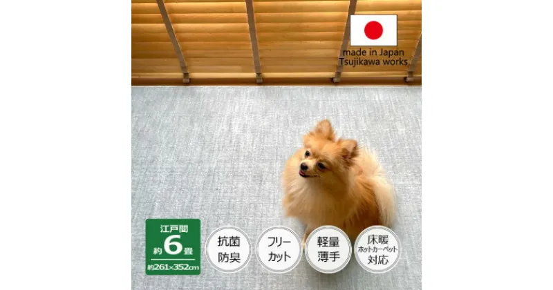 【ふるさと納税】カーペット 日本製 抗菌防臭 犬 猫 ペット対応 ビオラ 261×352cm 江戸間 6畳用 グレー【1518699】