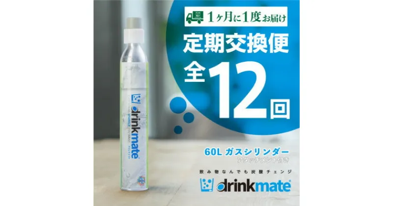 【ふるさと納税】【毎月定期便】ドリンクメイト アタッチメント付き 60Lシリンダー交換用全12回【配送不可地域：沖縄県】【4055924】