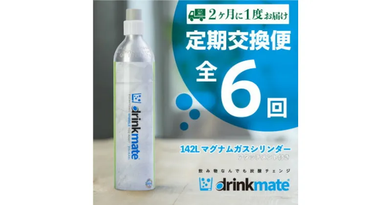 【ふるさと納税】【2ヵ月毎定期便】ドリンクメイト アタッチメント付き 142Lシリンダー交換用全6回【配送不可地域：沖縄県】【4055927】