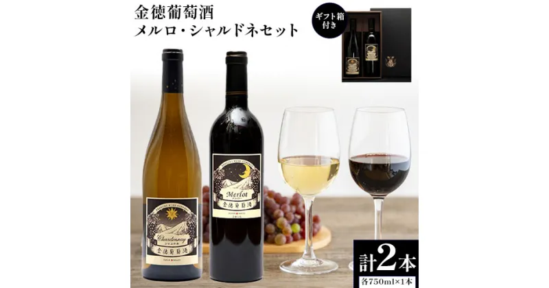 【ふるさと納税】金徳葡萄酒 メルロ シャルドネセット×1 ギフト箱付き 各750ml×1本 計2本 株式会社河内ワイン《30日以内に出荷予定(土日祝除く)》大阪府 羽曳野市 ワイン 酒 アルコール 送料無料