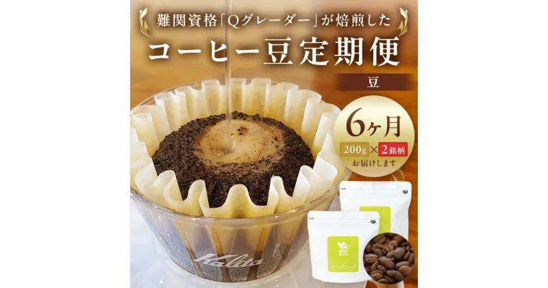 【ふるさと納税】　コーヒー豆定期便200g×2銘柄　6ヶ月定期便（豆のまま）【毎月旬な2種類のコーヒー　半年間　焙煎士　ドイツ製のこだわり焙煎機で焼いた豆　酸味　苦味　風味　コク 大阪府 門真市 】