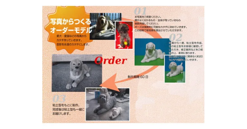 【ふるさと納税】No.046 愛犬・愛猫のお墓A　-写真からつくるオーダーメイドモデル- ／ 彫刻 ペット 送料無料 大阪府