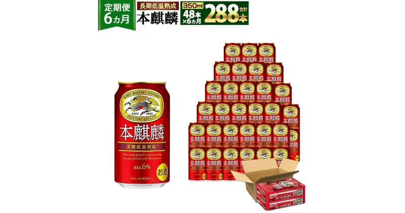 【ふるさと納税】＜キリンビール6ヵ月定期便＞キリン 本麒麟350mL缶　毎月2ケース（24本×2）×6回　神戸工場 | ビール ギフト 缶 麦酒 酒 お酒 お取り寄せ 宅飲み 家飲み パーティ セット 詰め合わせ ふるさと納税 兵庫県 神戸市