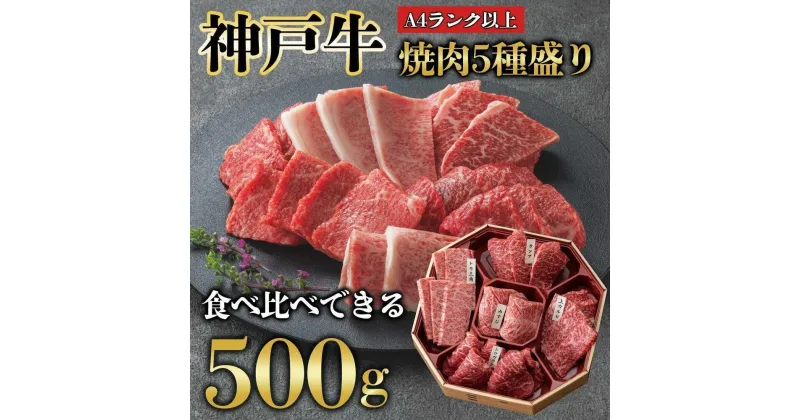 【ふるさと納税】神戸牛 焼肉 5種盛り　500g（専用仕切り箱）　KB002