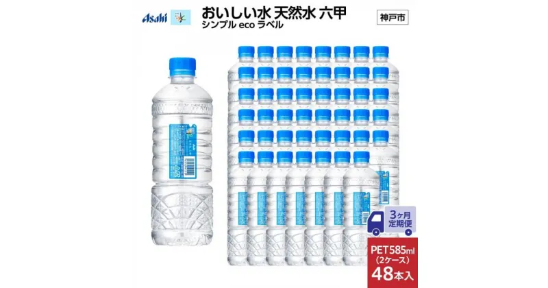 【ふるさと納税】【3ヶ月定期便】アサヒ おいしい水 天然水 　　六甲 シンプルeco　ラベルPET585ml×48本　　(24本入り2ケース) | ミネラルウォーター 飲料 水 人気 おすすめ 送料無料