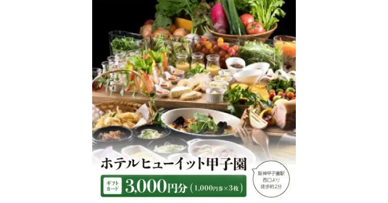 【ふるさと納税】ホテルヒューイット甲子園 　ギフトカード1,000円券×3枚【1442038】