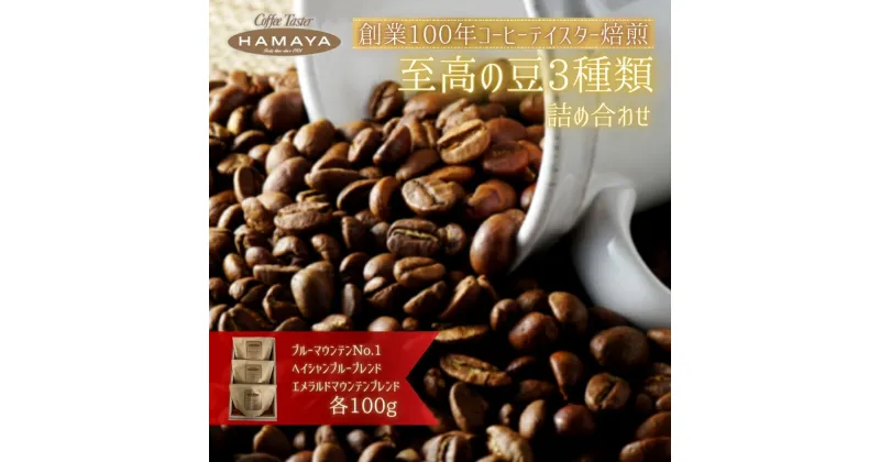 【ふるさと納税】ハマヤコーヒーセット100BR　 コーヒー粉 3種類 化粧箱入り ジャマイカ ストレート豆 ブルーマウンテン ヘイシャンブルーブレンド 香り 酸味 苦み エメラルドマウンテン