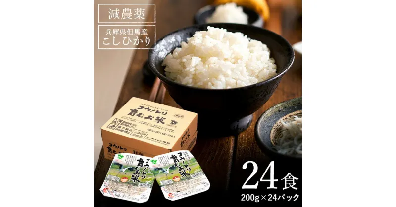 【ふるさと納税】減農薬 特別栽培米 パックご飯 200g 24食 コウノトリ育むお米 / こしひかり 米 コシヒカリ お米 ご飯 ごはん 200g パックライス パックごはん レンチンご飯 白米 非常食 長期保存 備蓄 キャンプ 電子レンジ コメ こめ ご飯 ライス ご飯パック