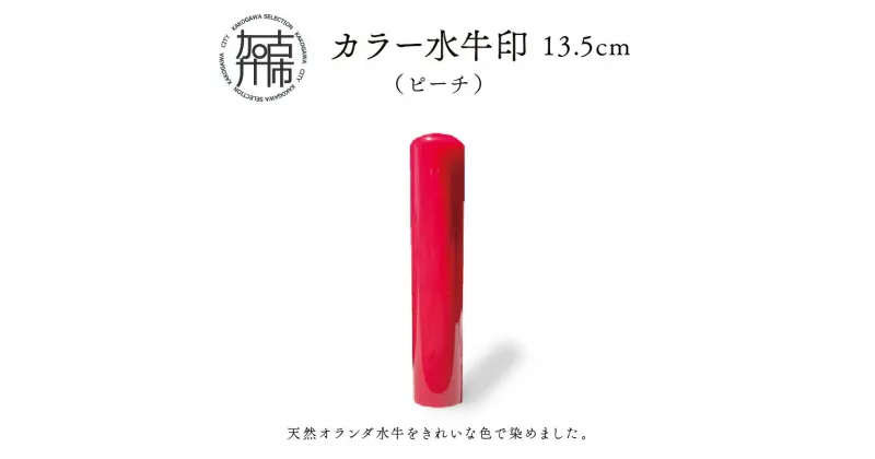 【ふるさと納税】カラー水牛印【天然オランダ水牛】(ピーチ)13.5mm《 雑貨 印鑑 水牛 もみ革 水牛印 ケース付き 革 》