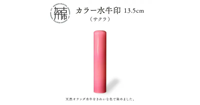 【ふるさと納税】カラー水牛印【天然オランダ水牛】(サクラ)13.5mm《 雑貨 印鑑 水牛 もみ革 水牛印 ケース付き 革 》