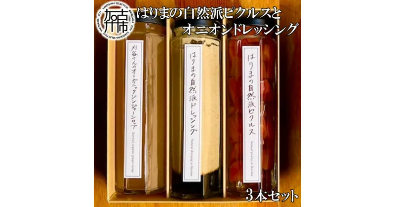 【ふるさと納税】【旬の自然栽培の野菜のみ使用】はりまの自然派ピクルスとオニオンドレッシング ギフトボックス3本セット