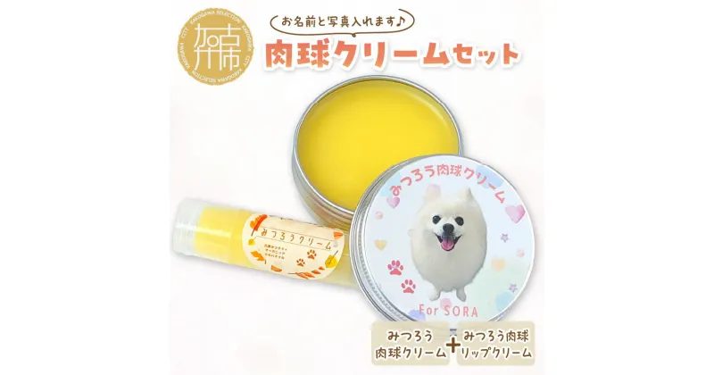 【ふるさと納税】肉球クリームセット うちの子専用肉球クリーム20g+リップクリーム1個 《 犬 ケア みつろう リップクリーム クリーム セット 詰め合わせ オリジナル セミオーダー ホホバオイル 》