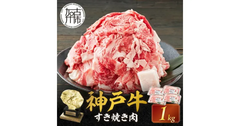 【ふるさと納税】神戸牛 メガ盛りすき焼き肉 1kg （250g×4パック） 《 肉 1キロ 切り落とし 小分け 冷凍 神戸牛 牛肉 すき焼き 焼肉 肉じゃが 牛丼 送料無料 》